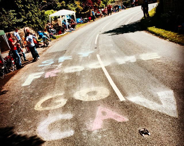 Locals will be encouraged to chalk messages on the road, urging on their favourites